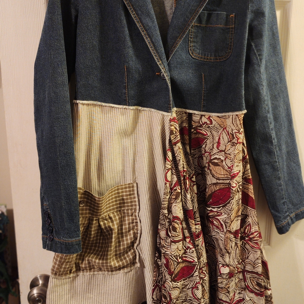 Denim And Patchwork Long Sleeve Jacket - image 1